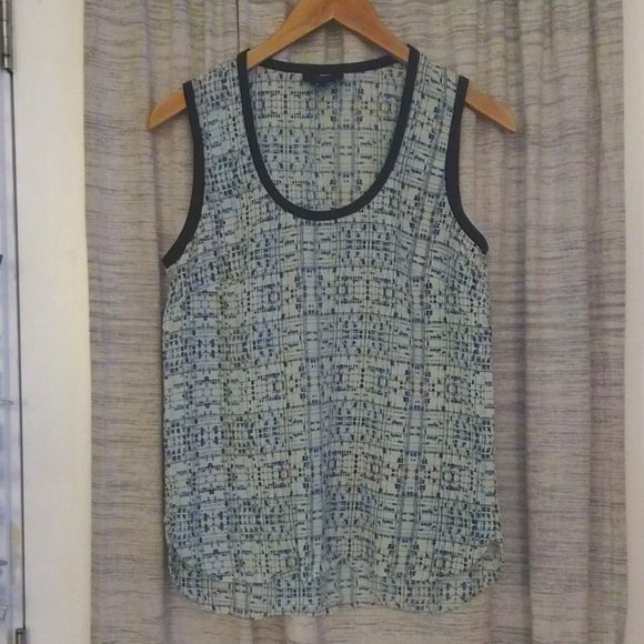 100% Silk Black Trim Art Museum Tank Top - Picture 3 of 11